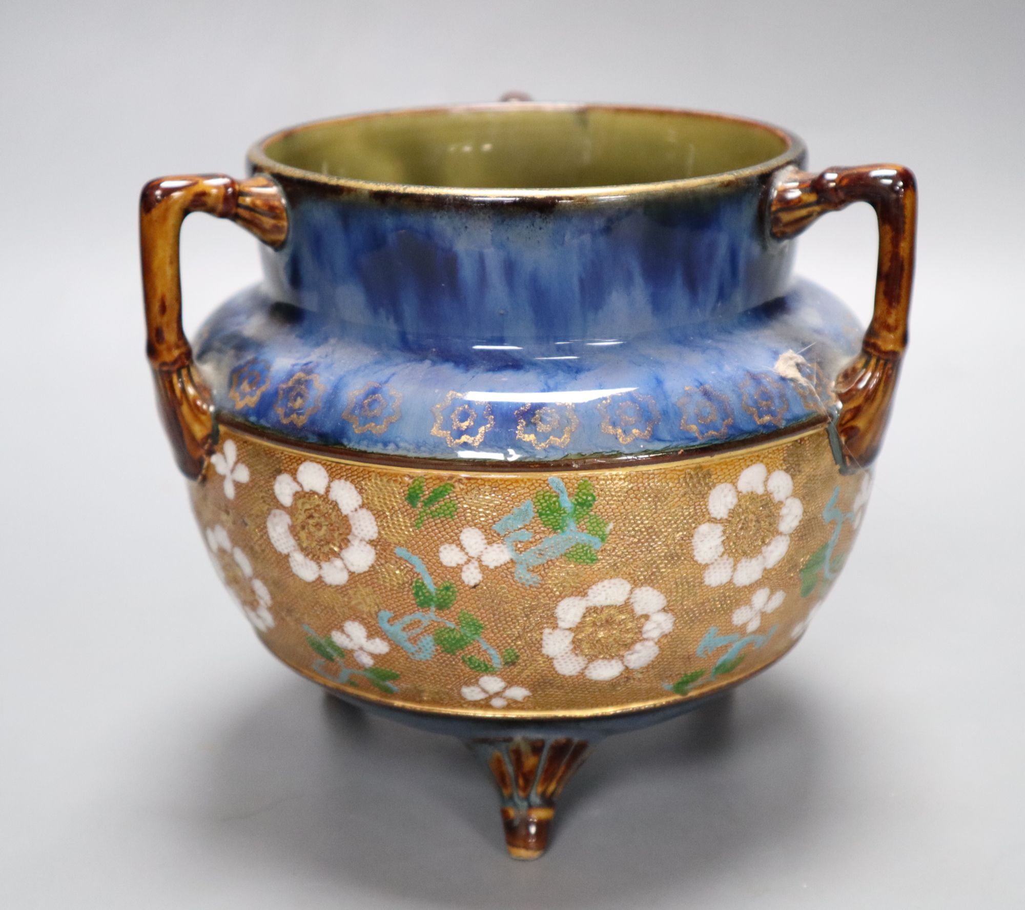 A Doulton Lambeth stoneware cauldron, height 14cm